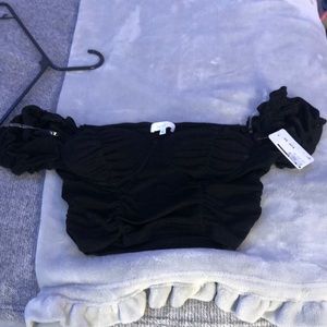 Top was bought from a boutique at the mall black off the shoulder crop top